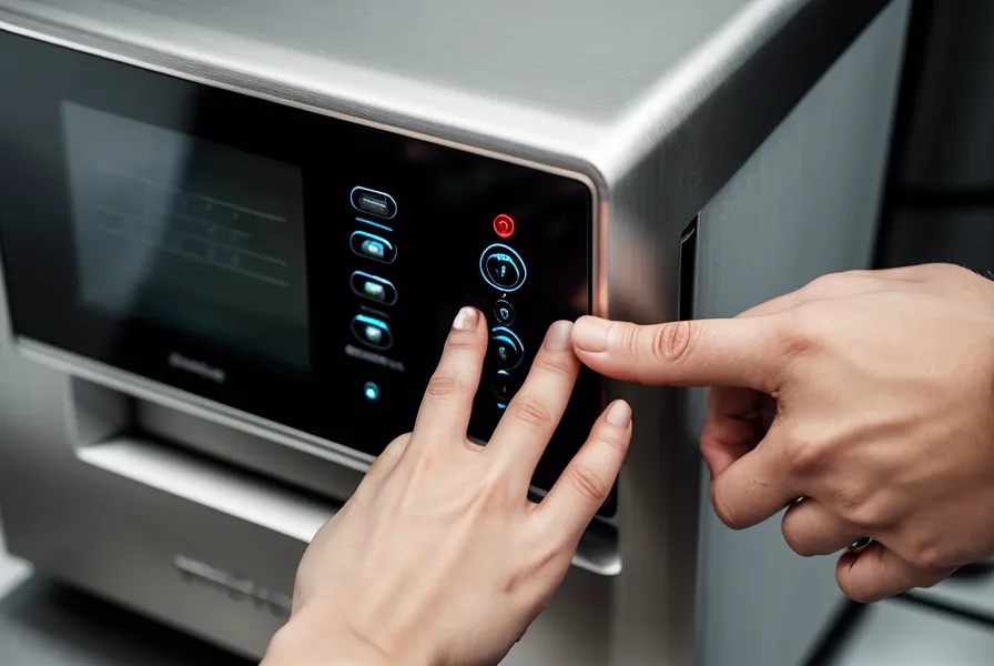 Boutons de commande simples et robustes d'un appareil de cuisine professionnel.
