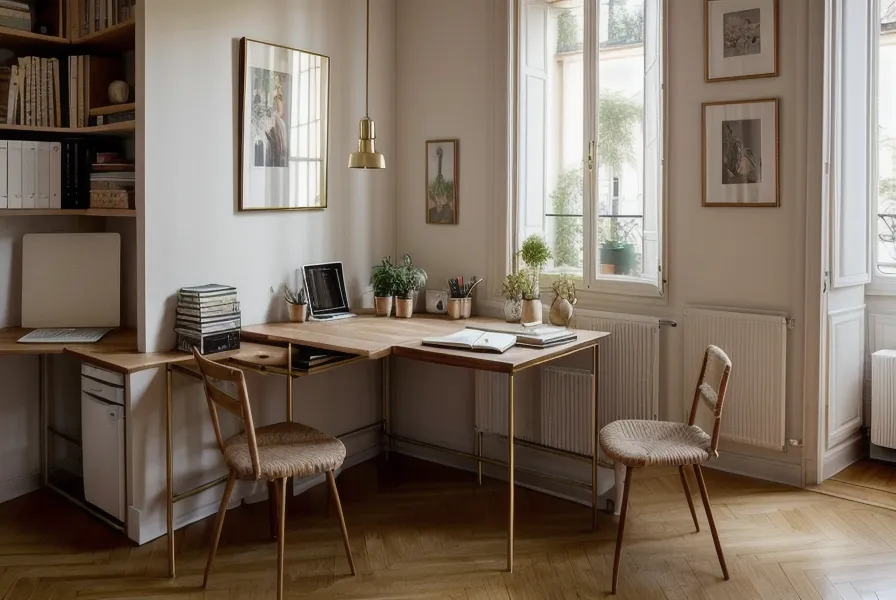 Bureau de planification avec catalogues de mobilier de puériculture et plans de micro-crèche.