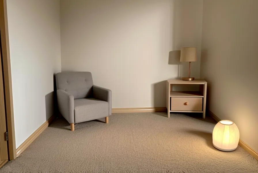 Espace d'éveil minimaliste et apaisant avec un tapis de sol confortable.